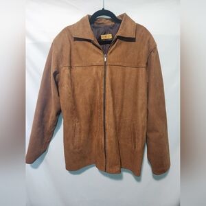 Vintage Aramis Caramel Suede Leather Jacket W Silky Lining. Size Large. Soft.